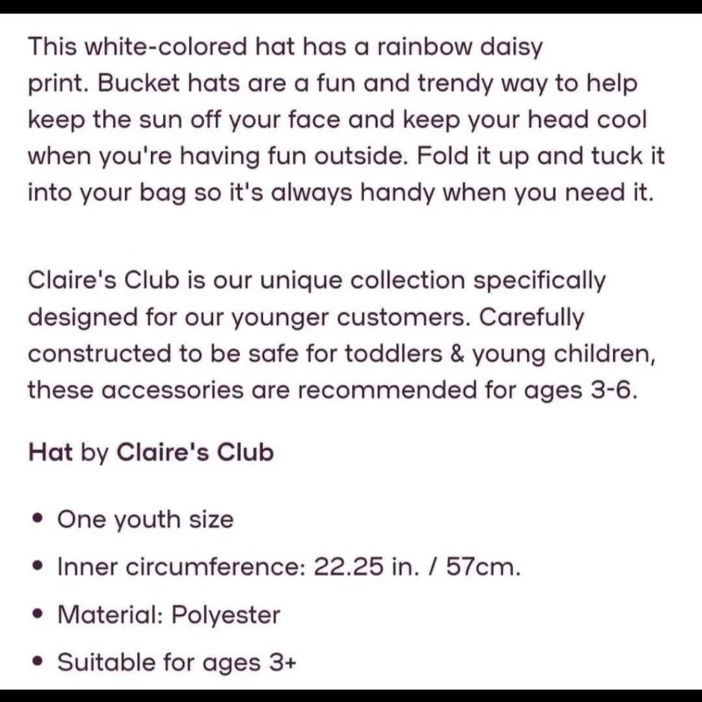 Claire's Lavender Reversible Bucket Hat By Claires NWT